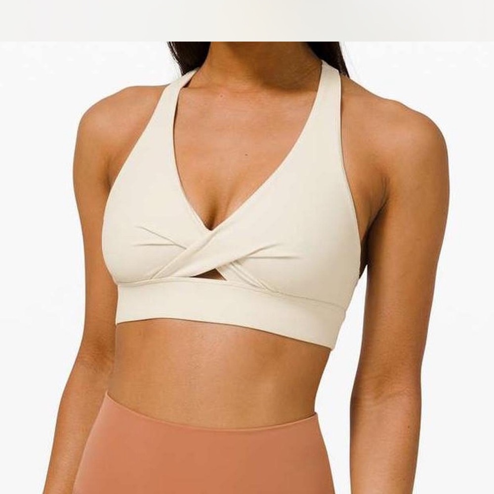Lululemon White Opal Cream Halter Sports Bra Tank